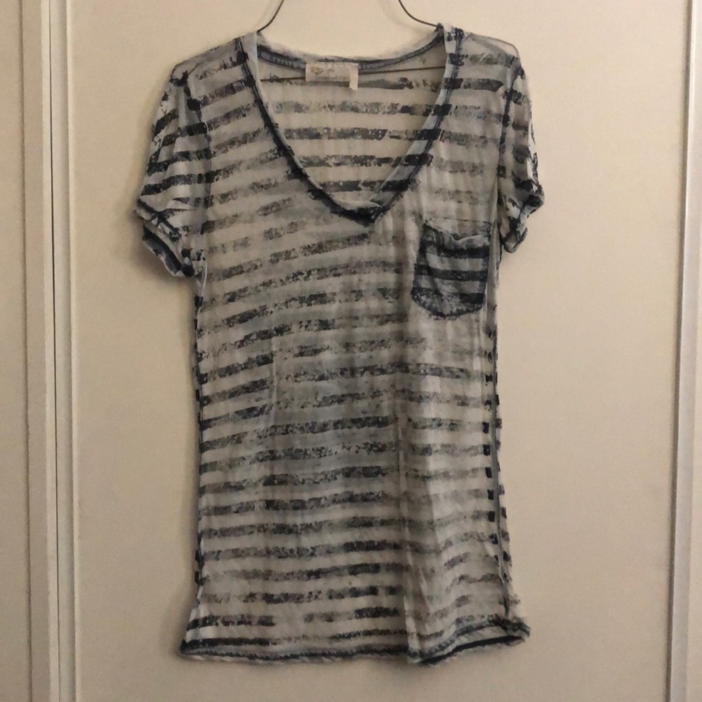 Striped shirt with front pocket
